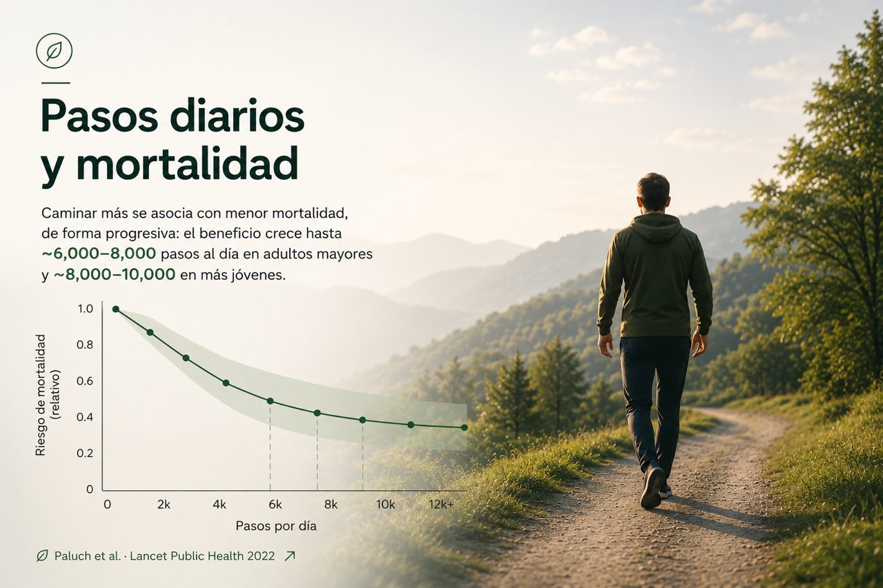 Infografía del estudio: Pasos diarios y mortalidad